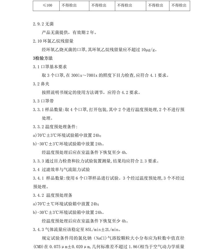 醫(yī)用防護口罩N95（滅菌）產(chǎn)品技術(shù)要求模板(圖6)